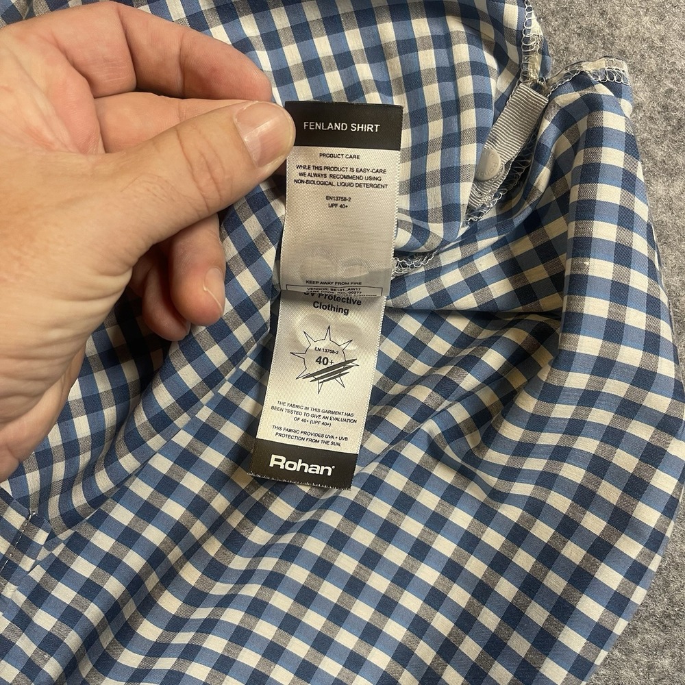 Rohan Fenland Mens Shirt XLarge Blue Plaid Check Button Up Long Sleeve UPF 40+ - Picture 6 of 9